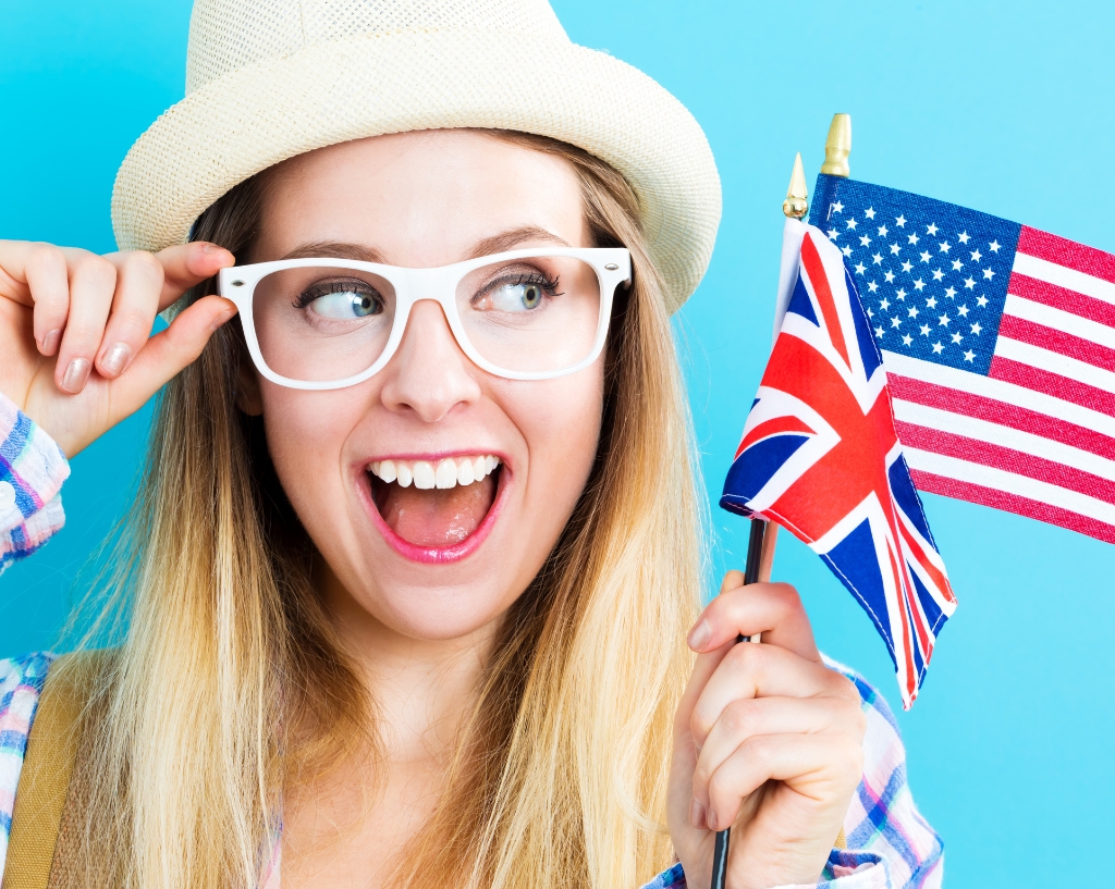 Girl holding two flags